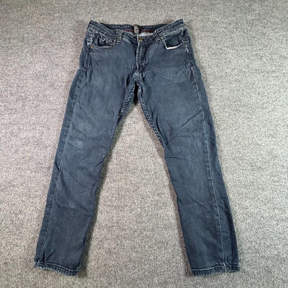 Steve's Straight Jeans Men's 34x30 Blue Cotton Denim Faded Workwear Stretch